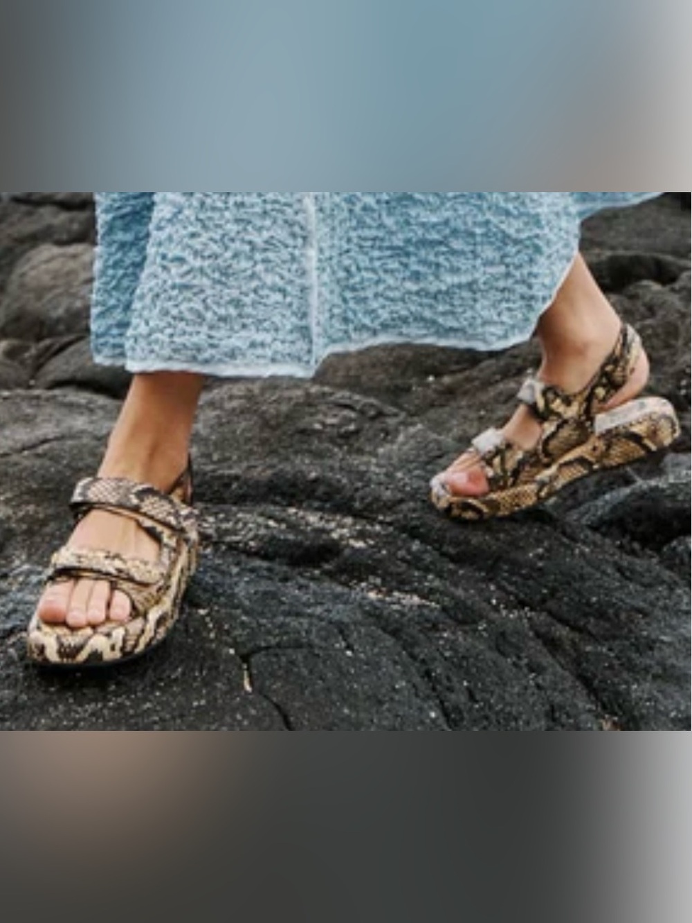 Loeffler Randall Blaise Platform Sandals Sahara Snake Embossed Leather - Size 9